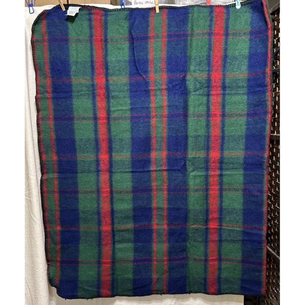San Marcos Blanket Throw Made In Mexico 45 X 72 Acrylic Plaid Green‎ Red